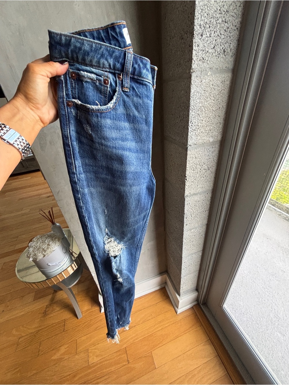 Women’s Abercrombie + Fitch Distressed Blue- The Skinny High Rise